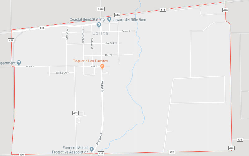 Lolita, TX Service Area Map