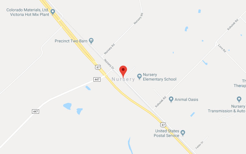 Nursery, TX Service Area Map