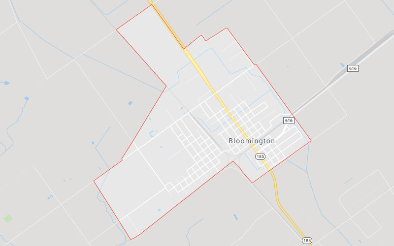 Bloomington, TX Service Area Map