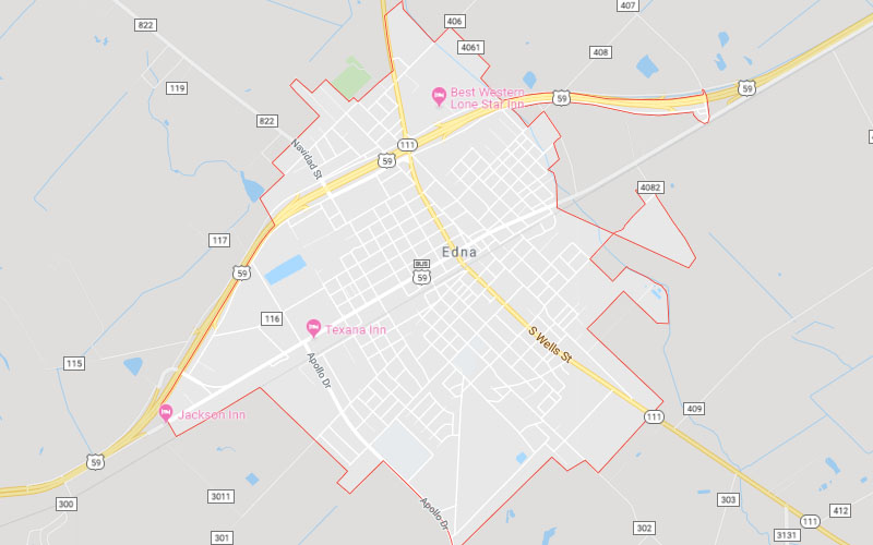 Edna, TX Service Area Map
