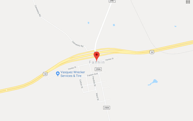 Fannin, TX Service Area Map